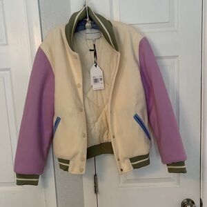 english factory Colorblock Bomber Jacket IVORY MULTI